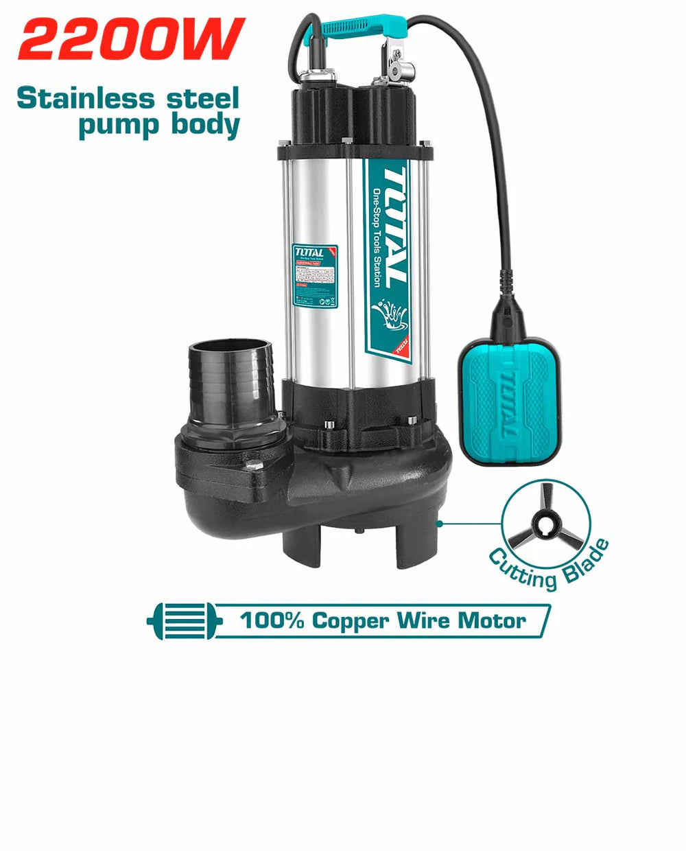 TOTAL TWP7220026 2200W 3.0HP Sewage Submersible Water Pump Total